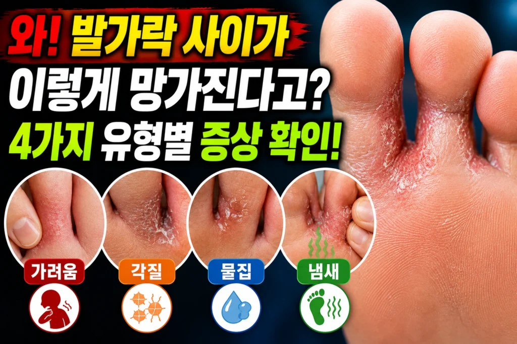 발 무좀 자가진단 4가지 — 발가락 사이 가려움·각질·물집·냄새로 확인하는 유형별 증상