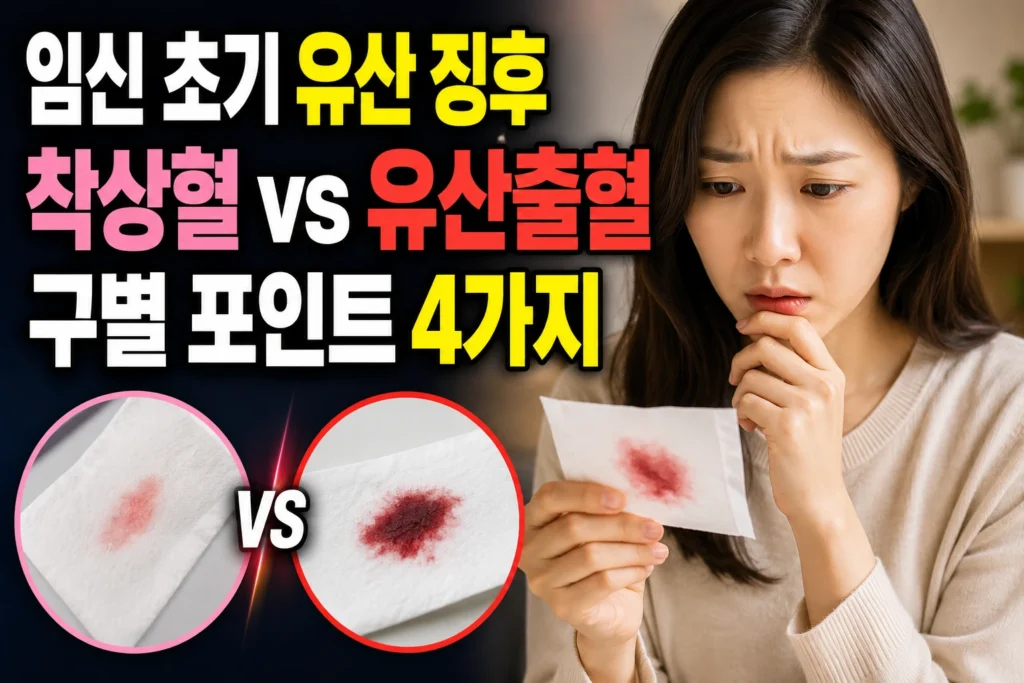 임신 초기 유산 징후 — 착상혈 vs 유산출혈 구별 포인트 4가지