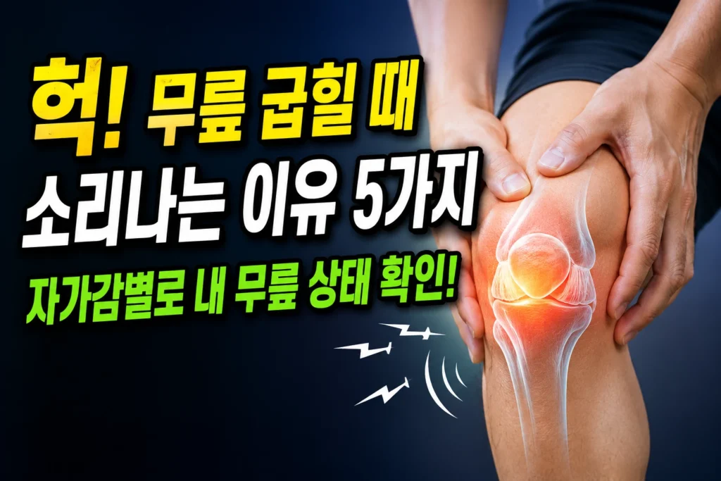 무릎 굽힐 때 소리나는 이유 5가지 — 크레피투스·연골연화증·슬개대퇴증후군·반월상연골·관절염 자가감별