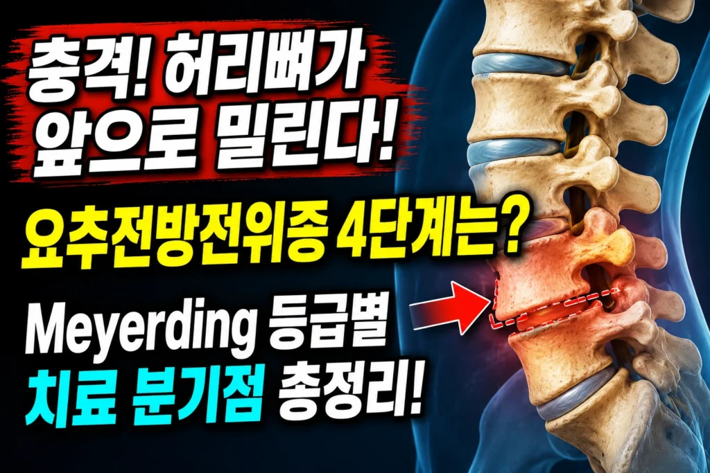 요추전방전위증 — 척추뼈가 앞으로 밀리는 4가지 단계와 Meyerding 등급별 치료 분기점