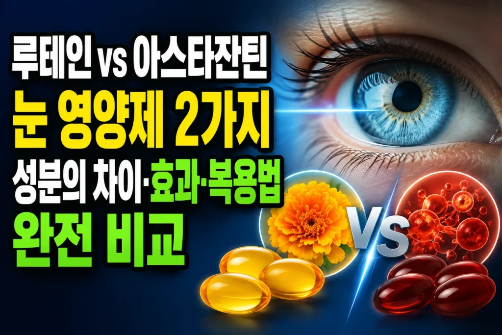 루테인 vs 아스타잔틴 — 눈 영양제 2가지 성분의 차이·효과·복용법 완전 비교