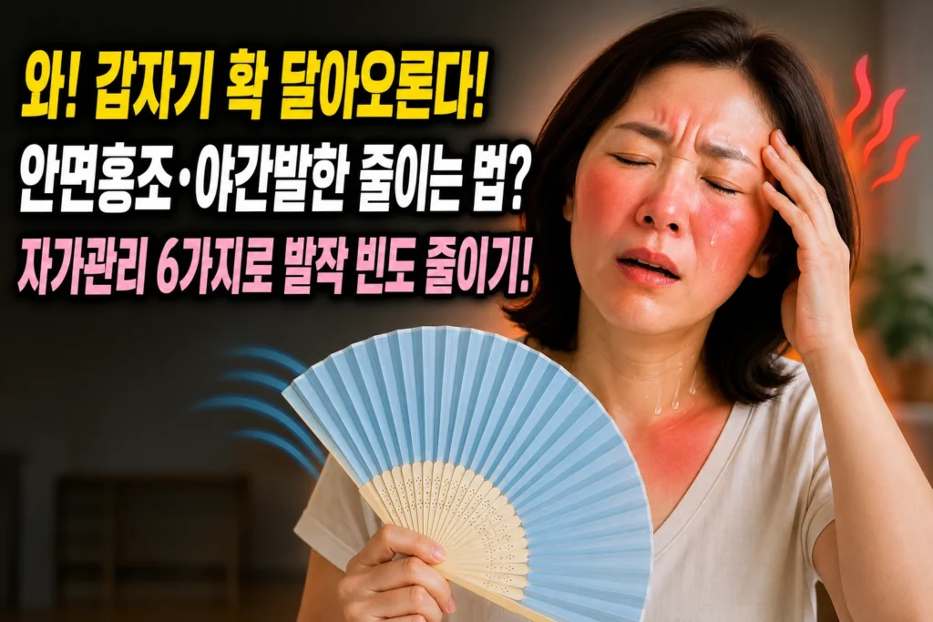 폐경 전후 안면홍조·야간발한 자가관리 6가지 — 냉각요법·이완호흡·트리거 제거로 발작 빈도 줄이는 법
