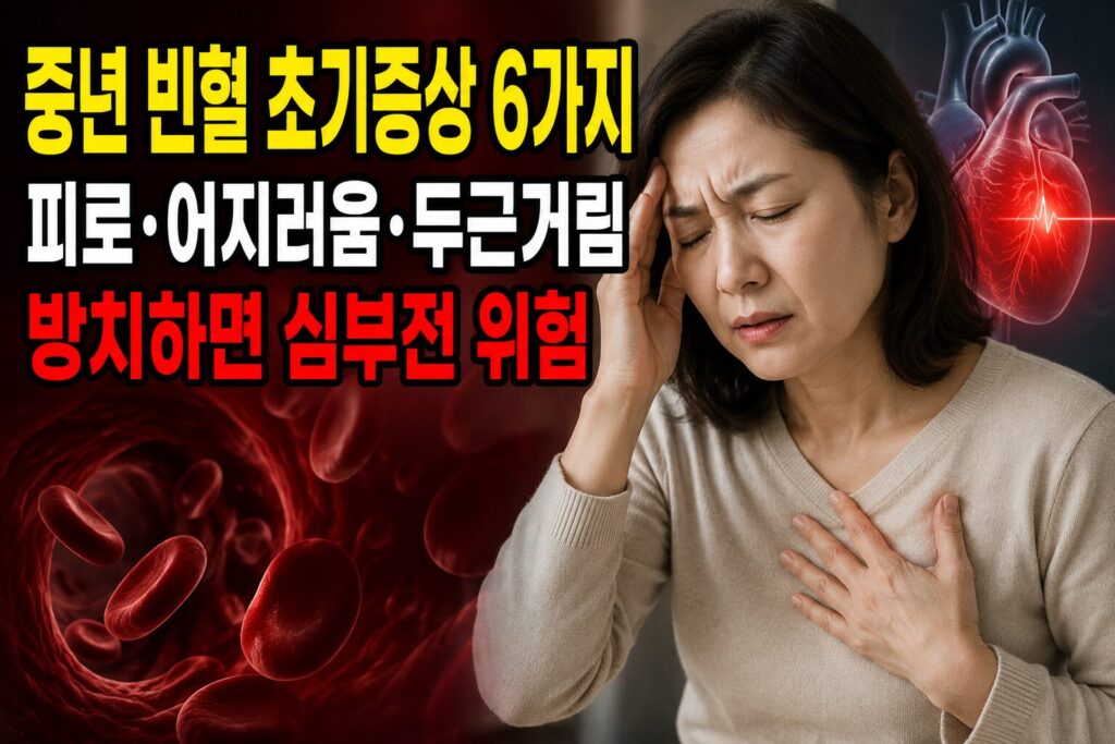 중년 빈혈 초기증상 6가지 — 피로·어지러움·두근거림, 방치하면 심부전 위험