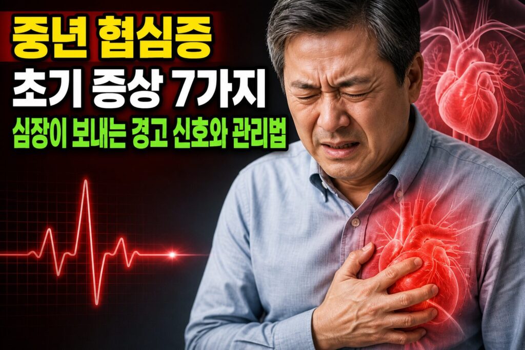 중년 협심증 초기 증상 7가지 — 심장이 보내는 경고 신호와 관리법