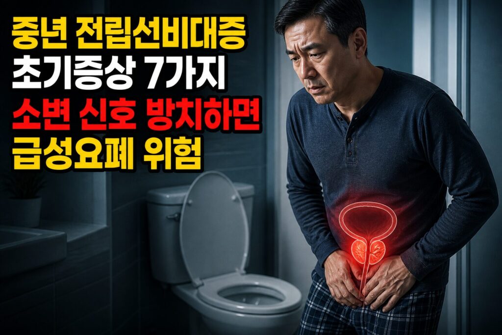중년 전립선비대증 초기증상 7가지 — 소변 신호 방치하면 급성요폐 위험