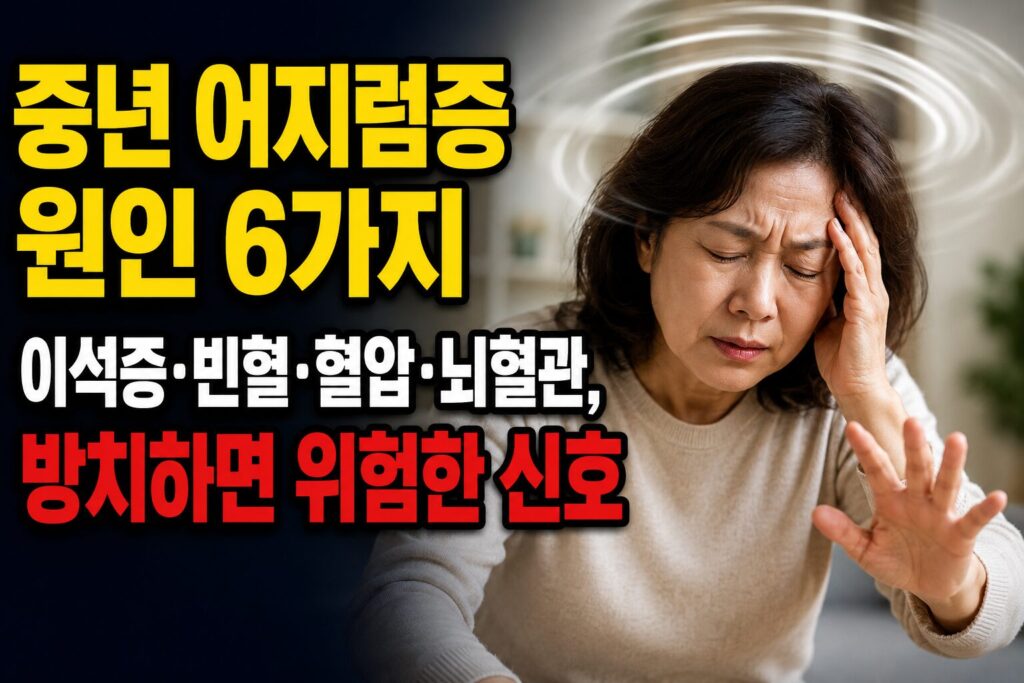 중년 어지럼증 원인 6가지 — 이석증·빈혈·혈압·뇌혈관, 방치하면 위험한 신호
