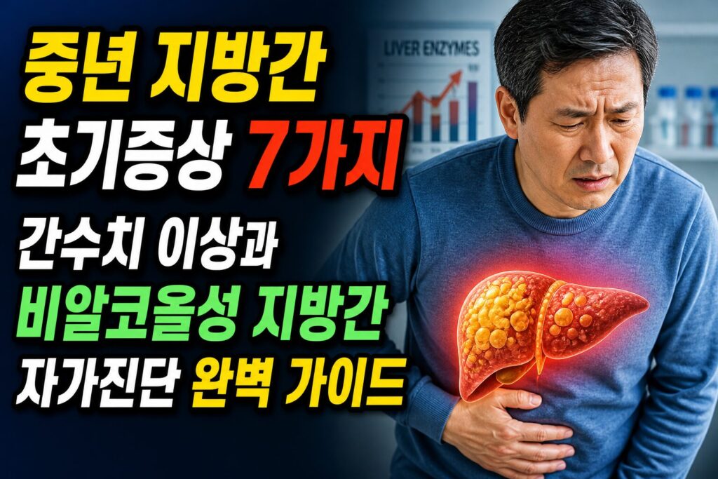 중년 지방간 초기증상 7가지 — 간수치 이상과 비알코올성 지방간 자가진단 완벽 가이드