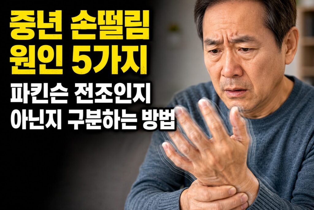 중년 손떨림 원인 5가지 — 파킨슨 전조인지 아닌지 구분하는 방법