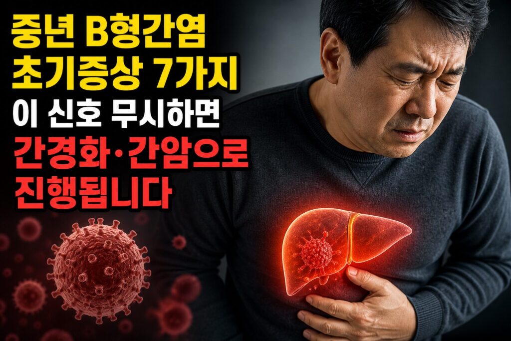 중년 B형간염 초기증상 7가지 — 이 신호 무시하면 간경화·간암으로 진행됩니다