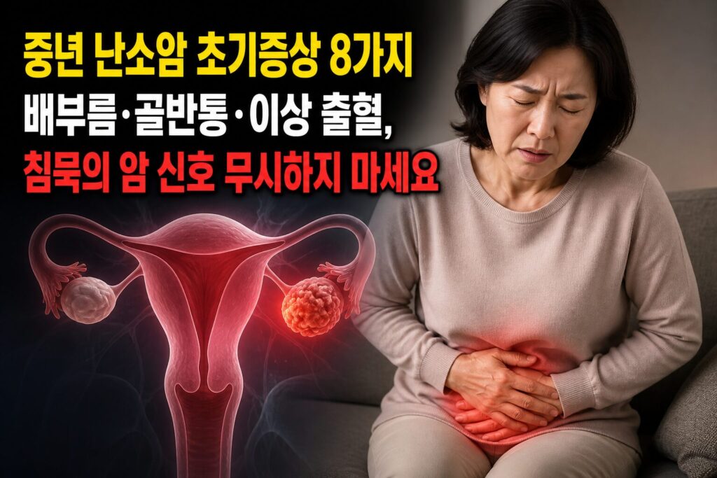 중년 난소암 초기증상 8가지 — 배부름·골반통·이상 출혈, 침묵의 암 신호 무시하지 마세요