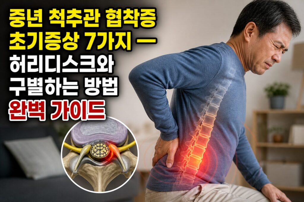 중년 척추관 협착증 초기증상 7가지 — 허리디스크와 구별하는 방법 완벽 가이드