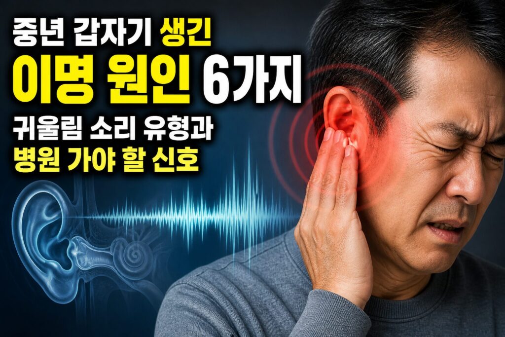중년 갑자기 생긴 이명 원인 6가지 — 귀울림 소리 유형과 병원 가야 할 신호