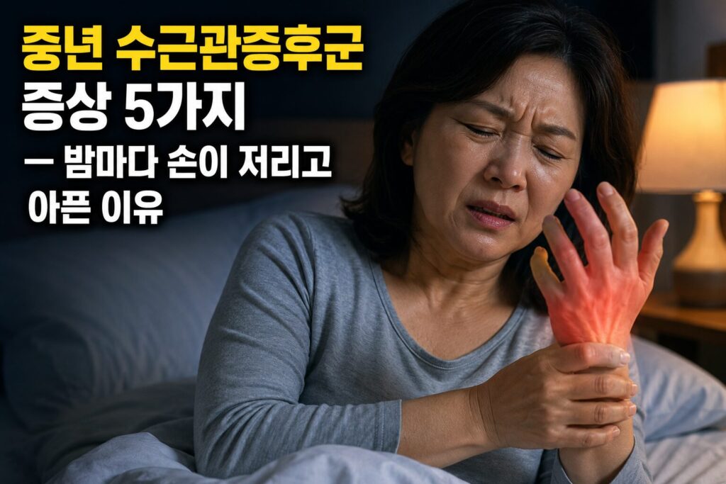 중년 수근관증후군 증상 5가지 — 밤마다 손이 저리고 아픈 이유