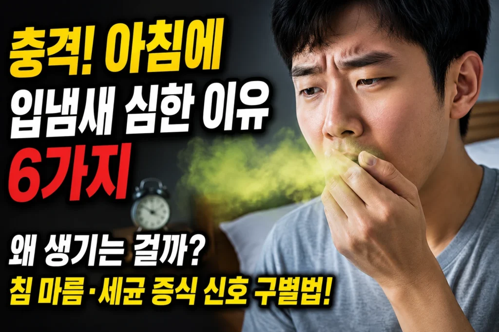 아침에 일어나자마자 입냄새 심한 이유 6가지 — 침 마름·세균 증식 신호 구별법