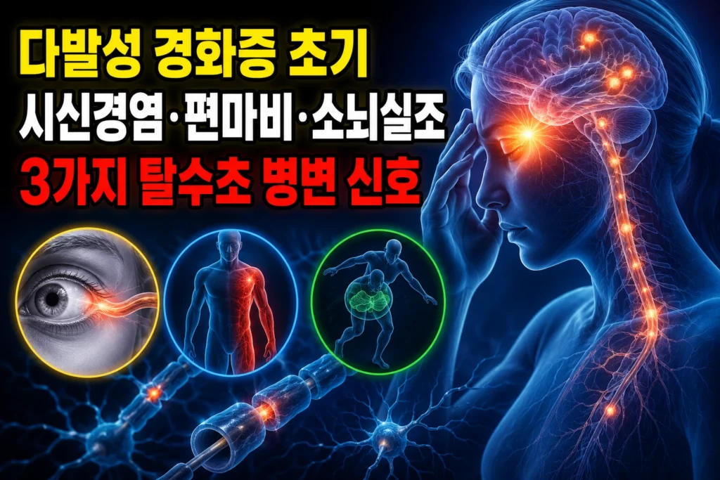 다발성 경화증 초기 — 시신경염·편마비·소뇌실조 3가지 탈수초 병변 신호