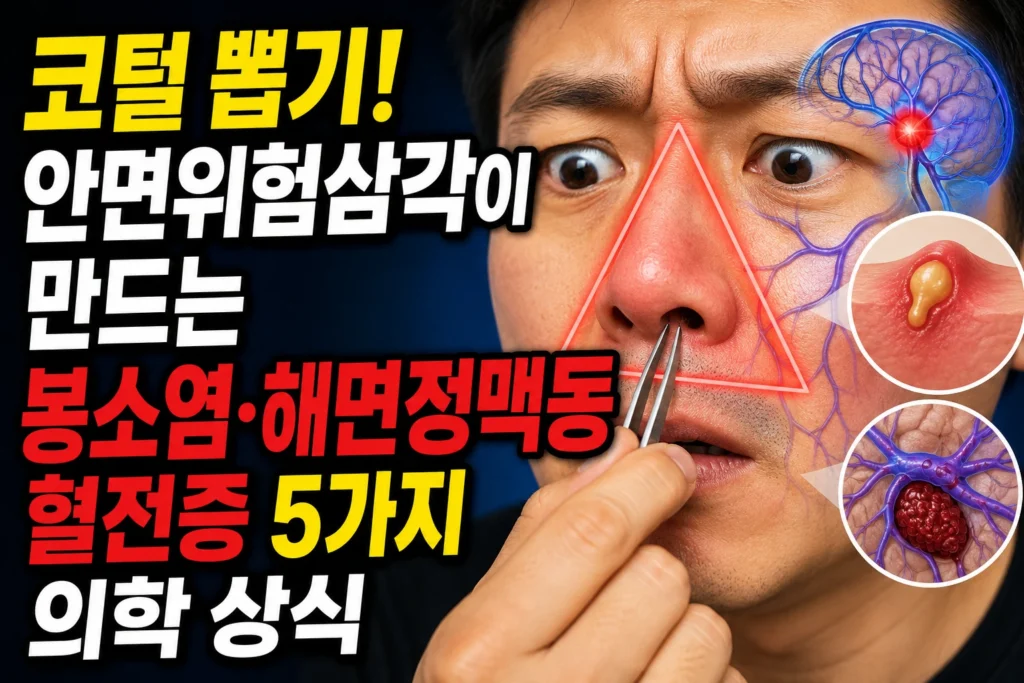 코털 뽑기 — 안면위험삼각이 만드는 봉소염·해면정맥동혈전증 5가지 의학 상식과 안전한 정리법