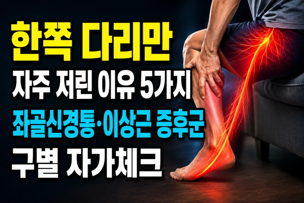 한쪽 다리만 자주 저린 이유 5가지 — 좌골신경통·이상근 증후군 구별 자가체크