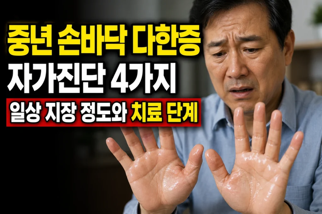 중년 손바닥 다한증 자가진단 4가지 — 일상 지장 정도와 치료 단계