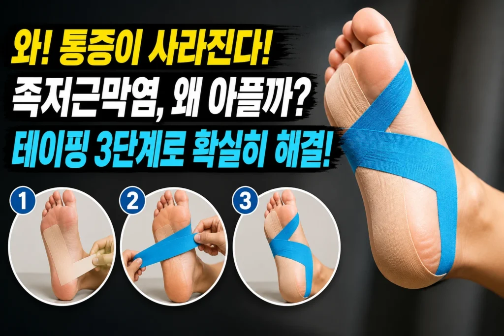 족저근막염 테이핑 — 아치서포트·키네시오테이핑 붙이는 법 3단계