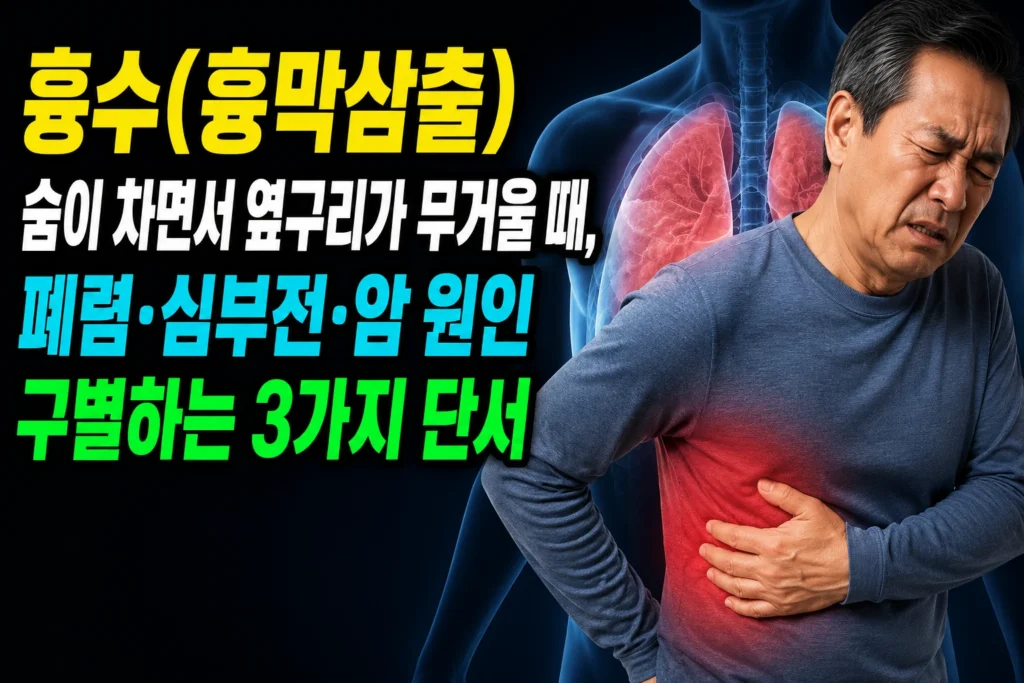 흉수(흉막삼출) — 숨이 차면서 옆구리가 무거울 때, 폐렴·심부전·암 원인 구별하는 3가지 단서