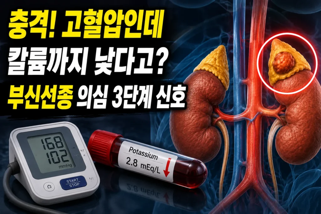 원발성 알도스테론증 — 고혈압·저칼륨혈증이 함께 나타날 때 부신선종을 의심하는 3단계 신호