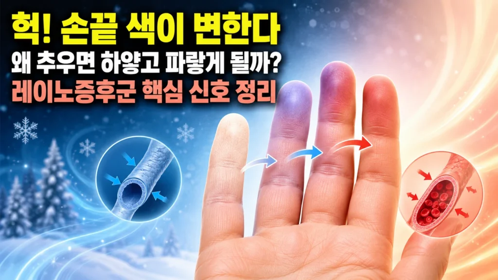레이노증후군 — 손발가락 색 변화 3단계와 일차·이차 구분, 니페디핀·암로디핀 처방 기준