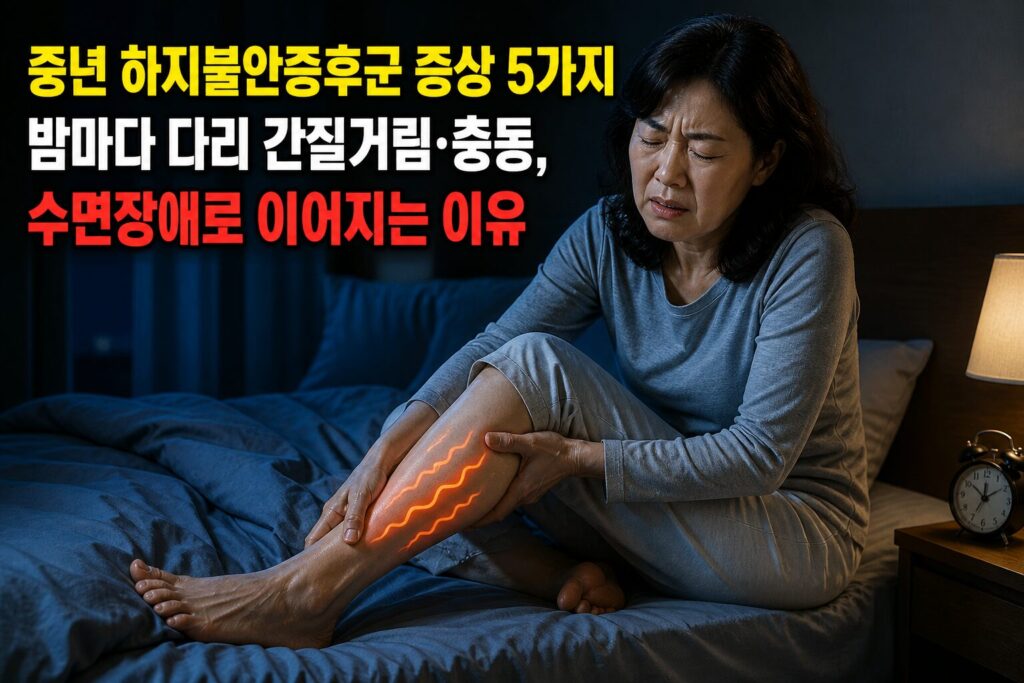중년 하지불안증후군 증상 5가지 — 밤마다 다리 간질거림·충동, 수면장애로 이어지는 이유