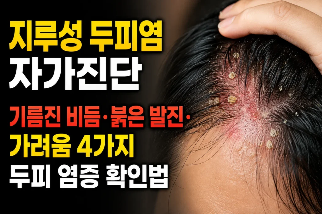 지루성 두피염 자가진단 — 기름진 비듬·붉은 발진·가려움 4가지 두피 염증 확인법