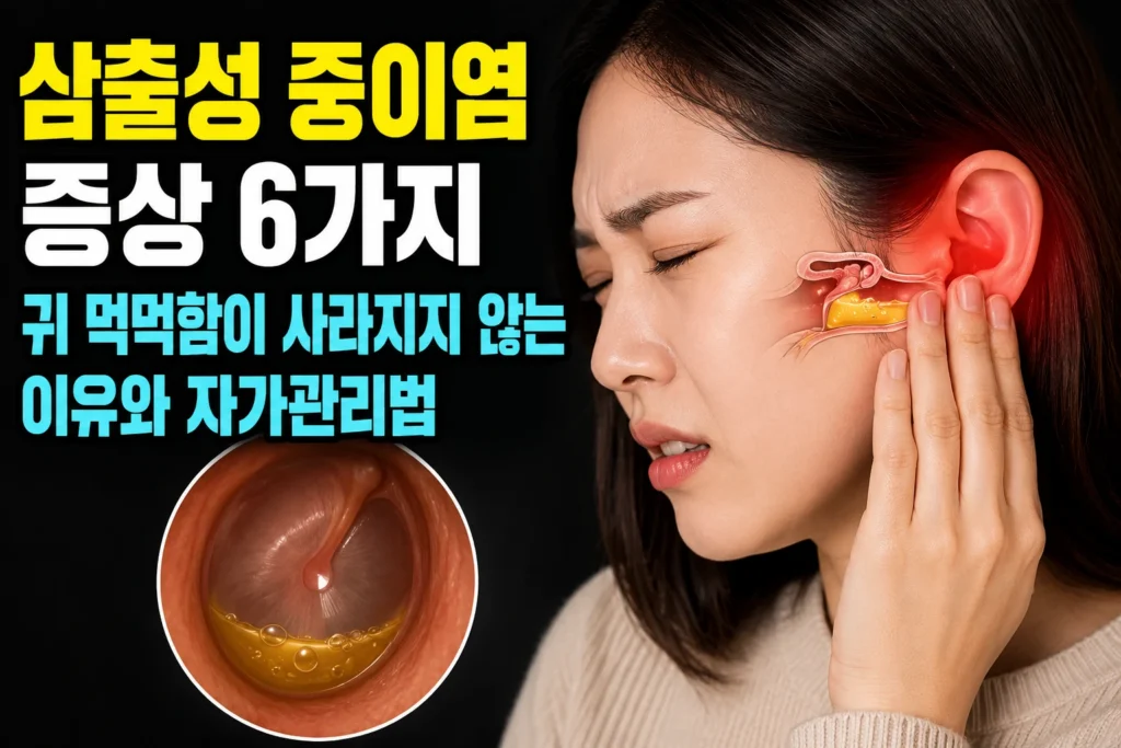 삼출성 중이염 증상 6가지 — 귀 먹먹함이 사라지지 않는 이유와 자가관리법