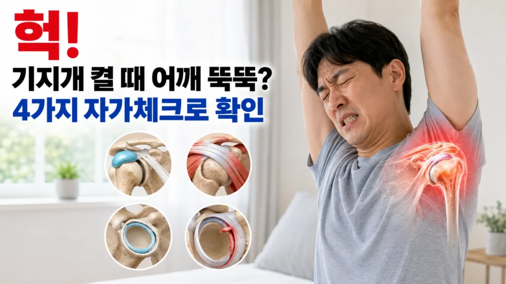 기지개 켤 때 어깨에서 뚝뚝 — 견봉하 윤활낭·회전근개·관절순·SLAP 병변 4가지 자가체크
