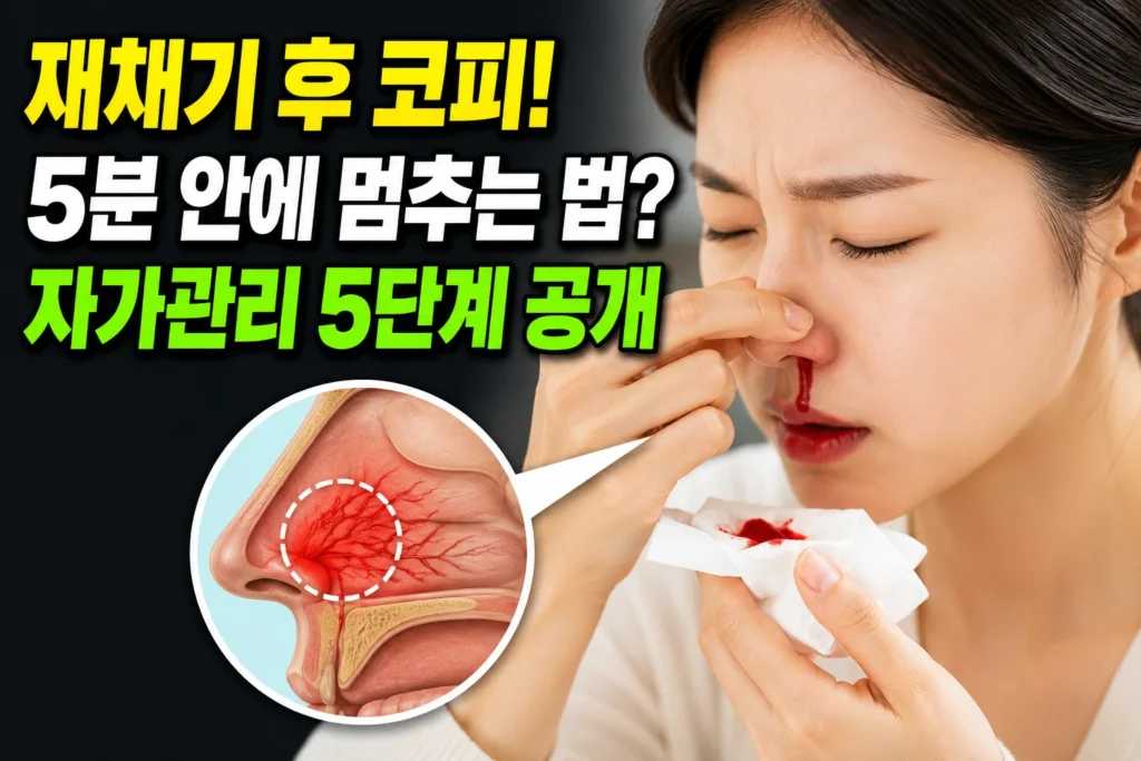 재채기 후 코피 자가관리 5단계 — 키셀바흐 부위 압박지혈로 5분 안에 멈추는 법