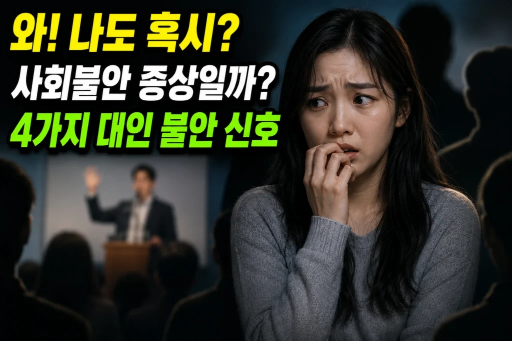 사회불안장애(SAD) — 발표 공포·시선 회피·심박 급등·회피 행동으로 알아보는 4가지 대인 불안 신호