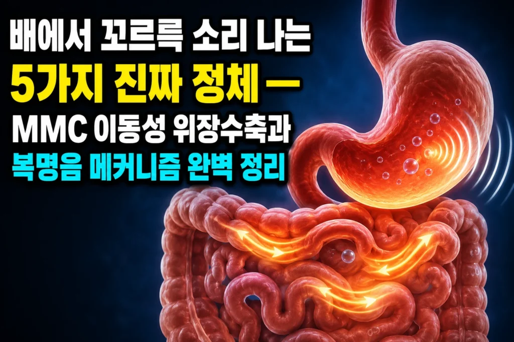 배에서 꼬르륵 소리 나는 5가지 진짜 정체 — MMC 이동성 위장수축과 복명음 메커니즘 완벽 정리
