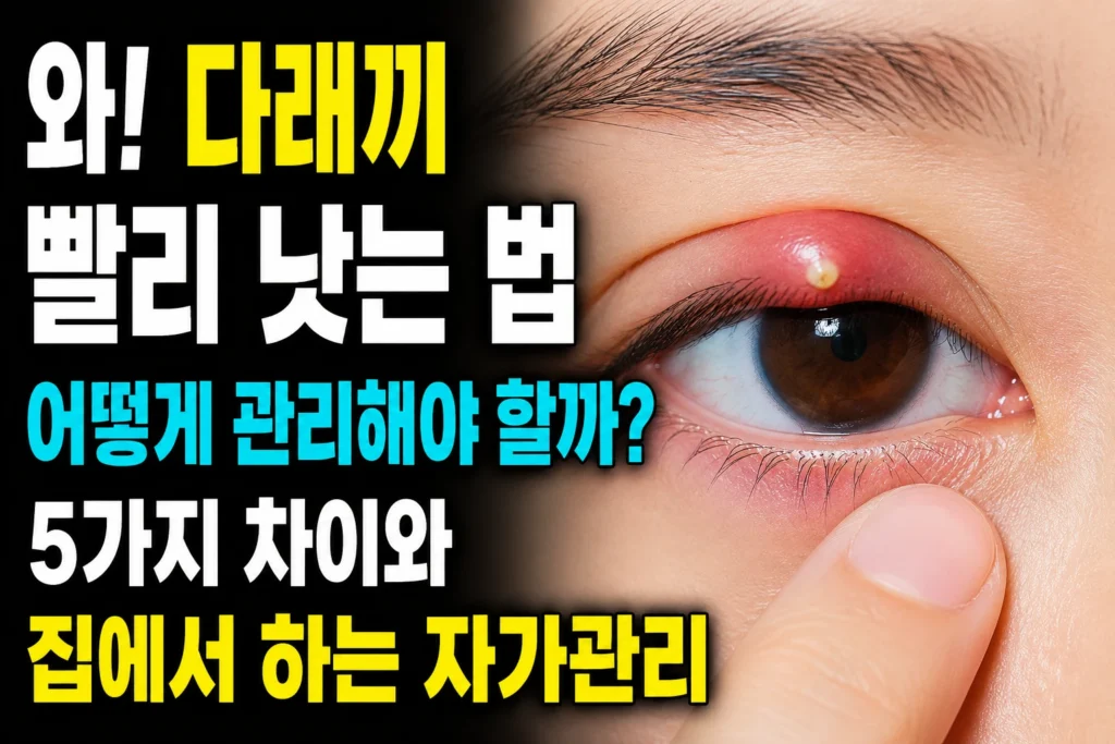 다래끼 빨리 낫는 법 — 겉다래끼·속다래끼·콩다래끼 5가지 차이와 집에서 하는 자가관리