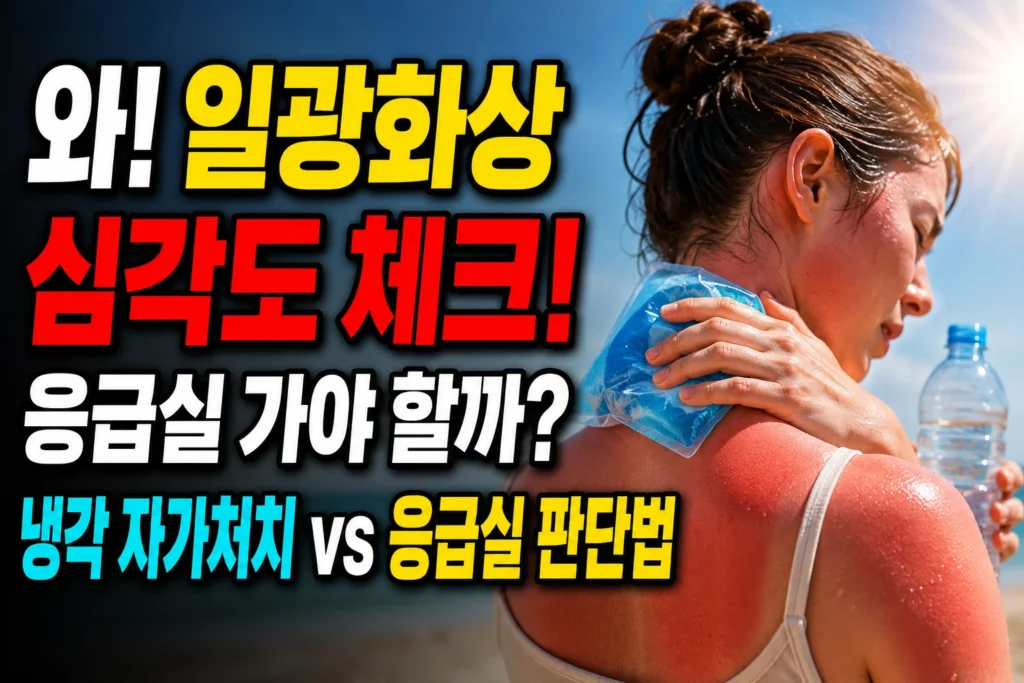 일광화상(선번) 심각도 체크리스트 — 홍반·오한·탈수로 냉각 자가처치 vs 응급실 판단하는 법