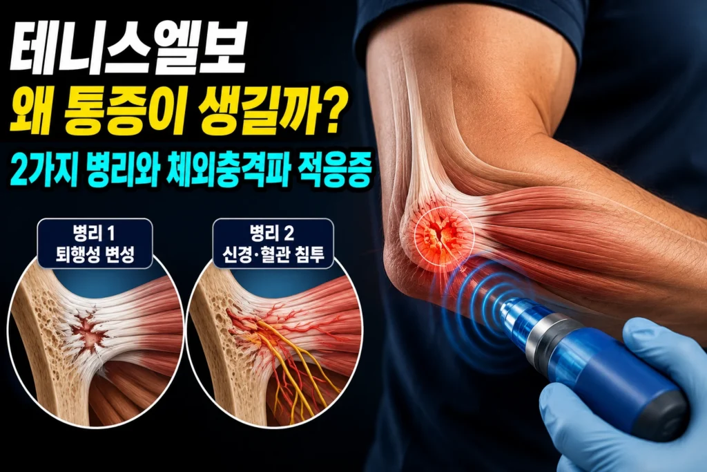 테니스엘보 — 단요측수근신근 기시부 콜라겐 변성이 외측상과염 통증을 일으키는 2가지 병리와 체외충격파 적응증