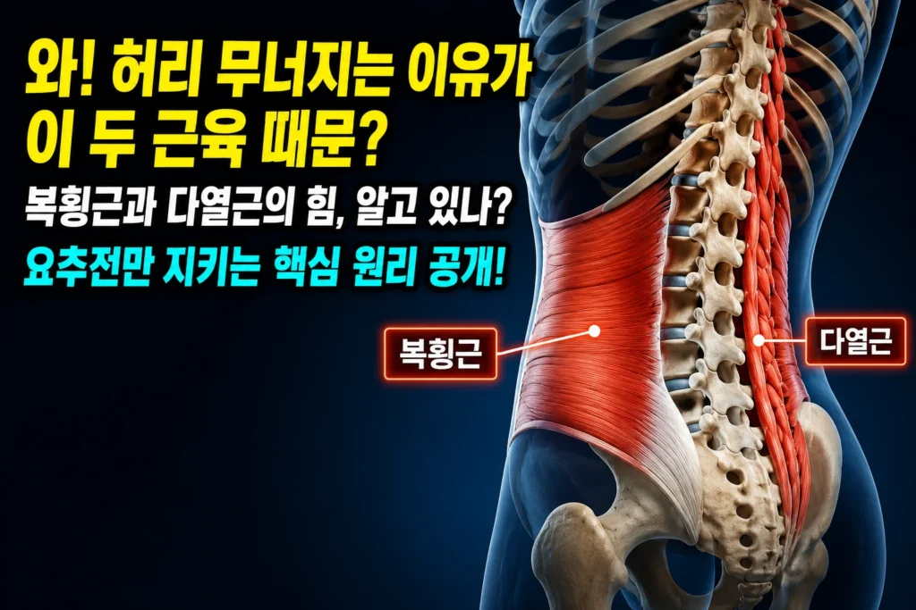 복횡근과 다열근 — 요추전만 붕괴를 방지하는 심부 코어 두 근육의 협력과 활성화 순서