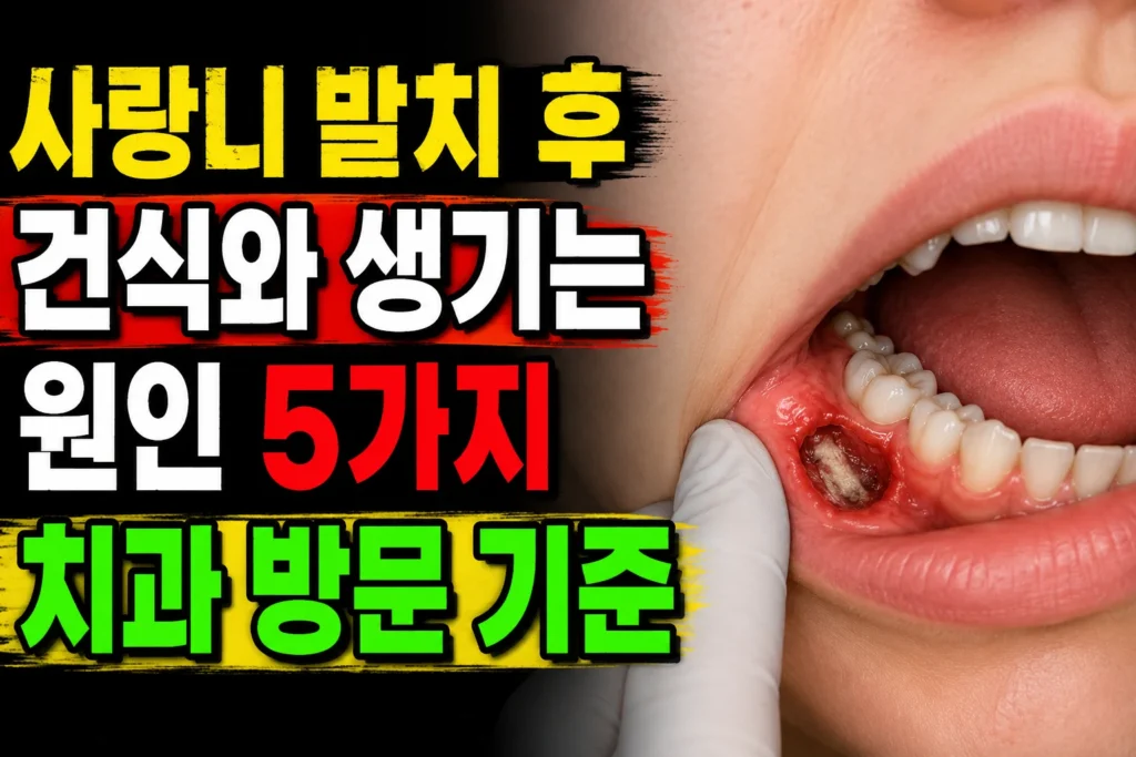 사랑니 발치 후 건식와(dry socket) 생기는 원인 5가지와 치과 방문 기준