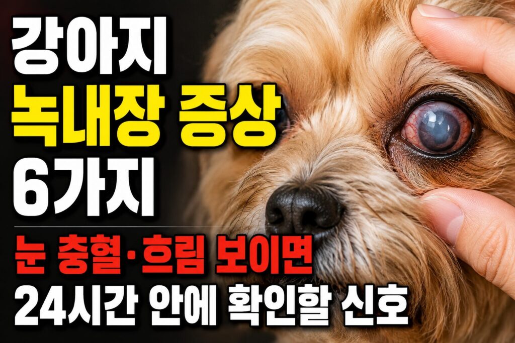 강아지 녹내장 증상 6가지 — 눈 충혈·흐림 보이면 24시간 안에 확인할 신호