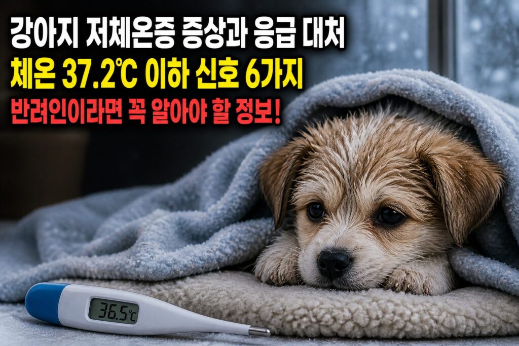 강아지 저체온증 증상과 응급 대처 — 체온 37.2℃ 이하 신호 6가지