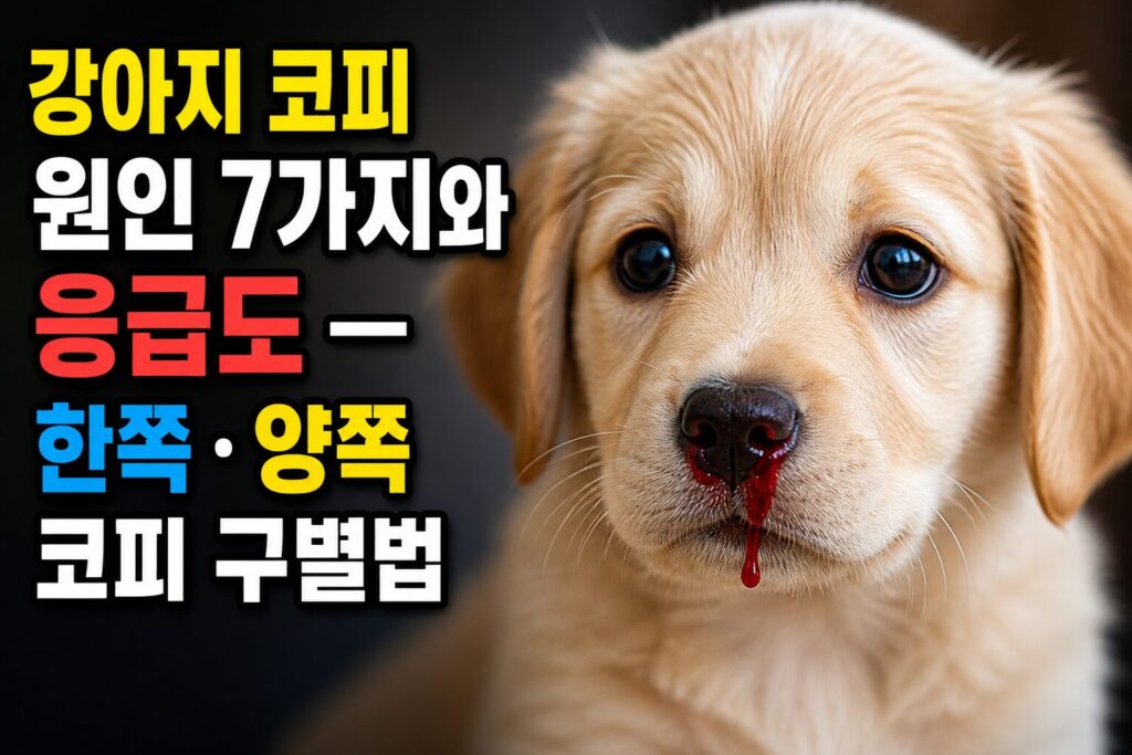 강아지 코피 원인 7가지와 응급도 — 한쪽·양쪽 코피 구별법