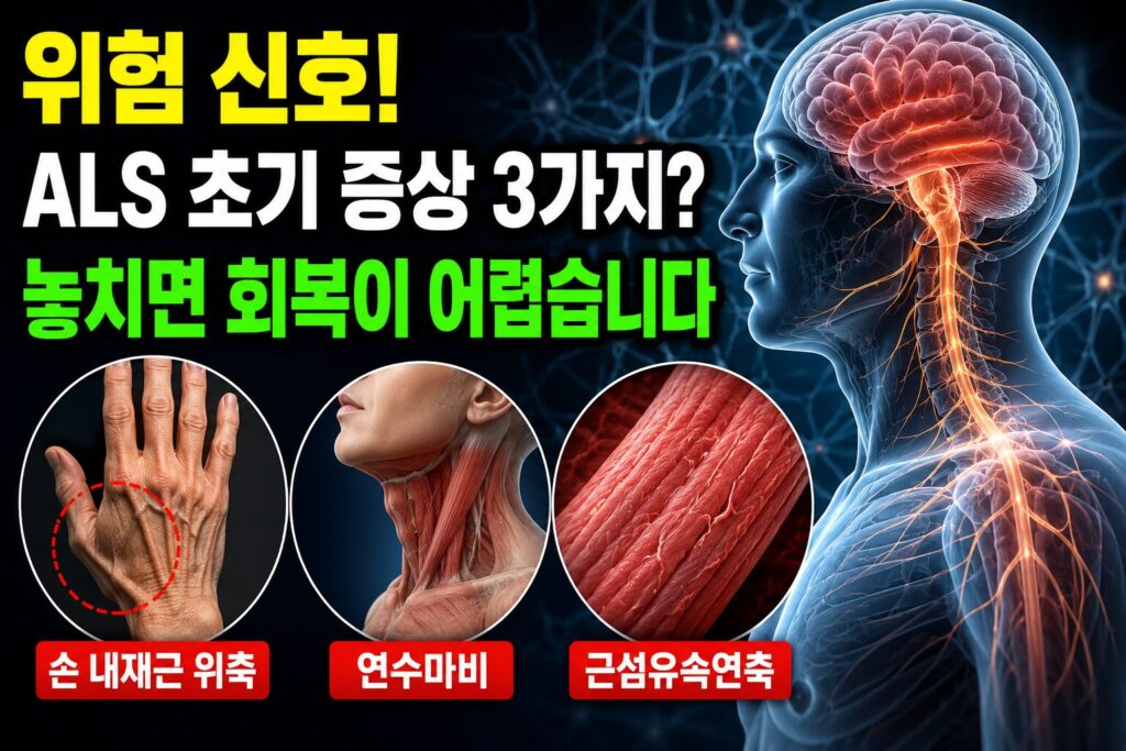 근위축성측삭경화증(ALS) — 손 내재근 위축·연수마비·근섬유속연축 3가지 상하위운동신경 손상 신호