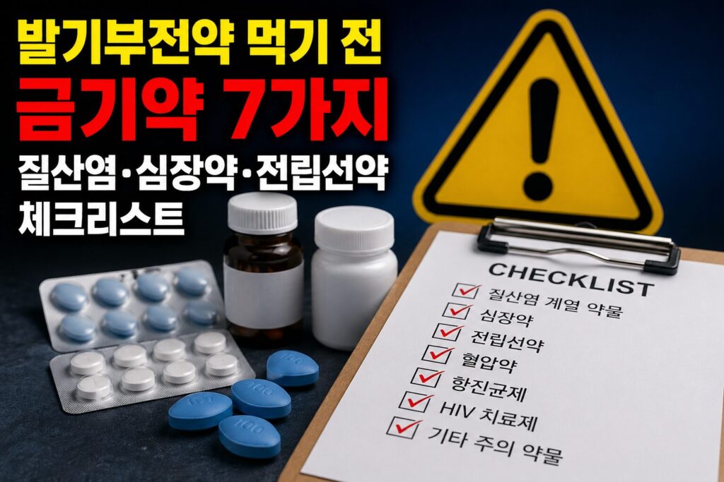 발기부전약 먹기 전 금기약 7가지 — 질산염·심장약·전립선약 체크리스트