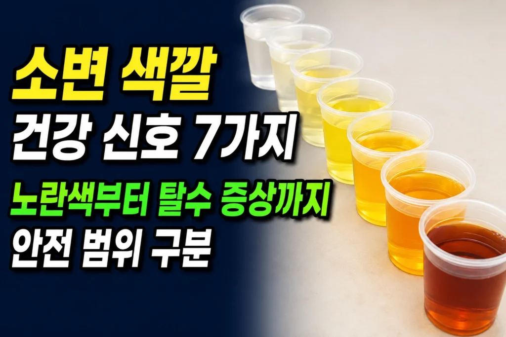 소변 색깔 건강 신호 7가지 — 투명·노란색·갈색·붉은색 병원 기준