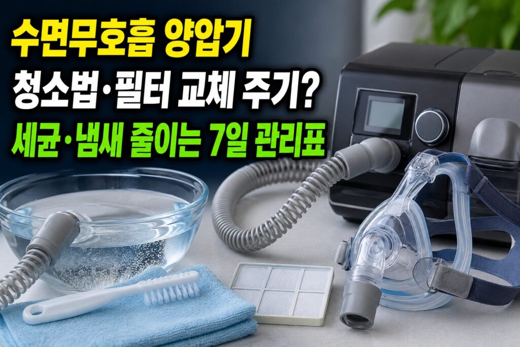 수면무호흡 양압기 청소법·필터 교체 주기 — 세균·냄새 줄이는 7일 관리표