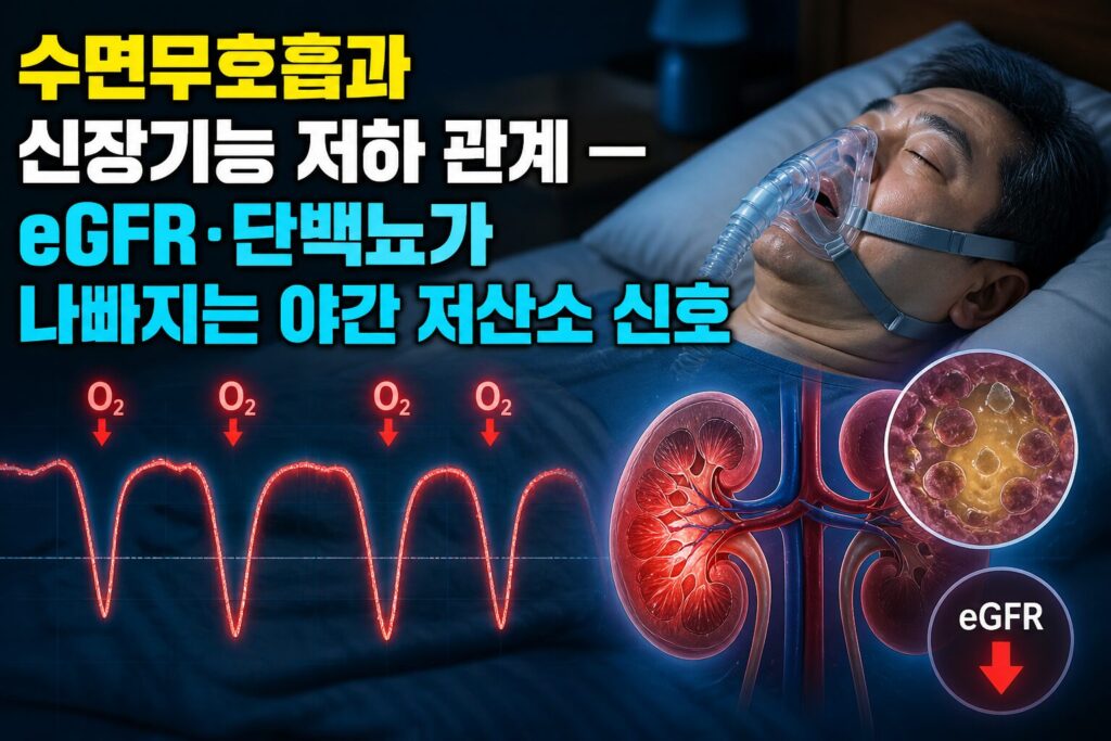 수면무호흡과 신장기능 저하 관계 — eGFR·단백뇨가 나빠지는 야간 저산소 신호