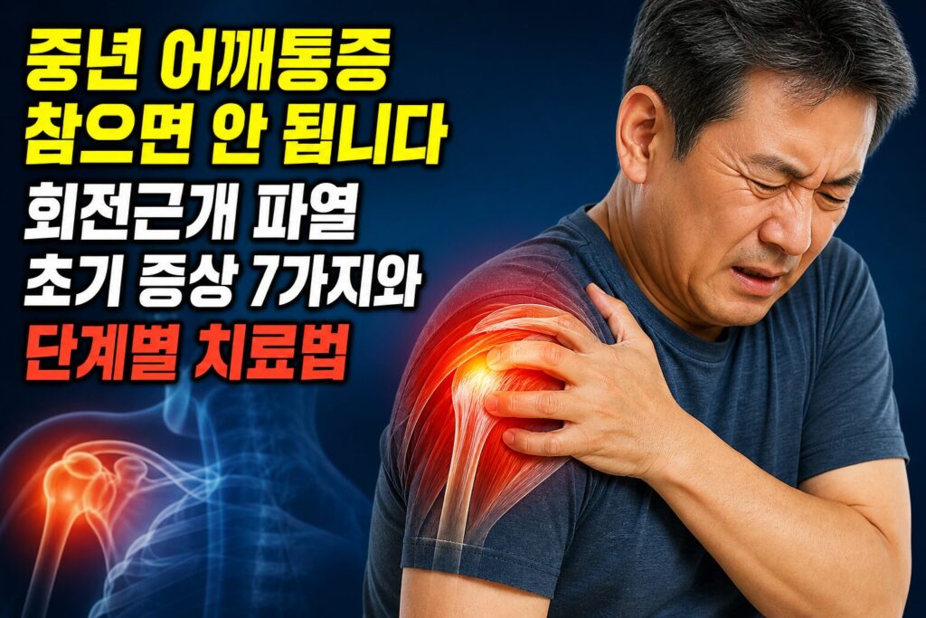 중년 어깨통증 참으면 안 됩니다 — 회전근개 파열 초기 증상 7가지와 단계별 치료법