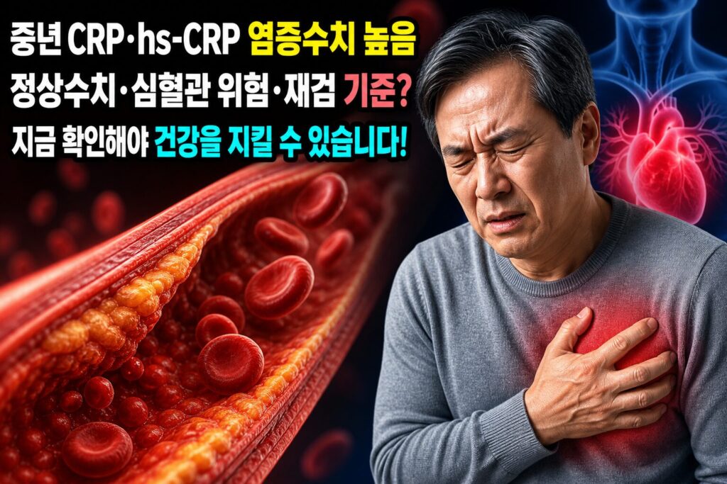중년 CRP·hs-CRP 염증수치 높음｜정상수치·심혈관 위험·재검 기준