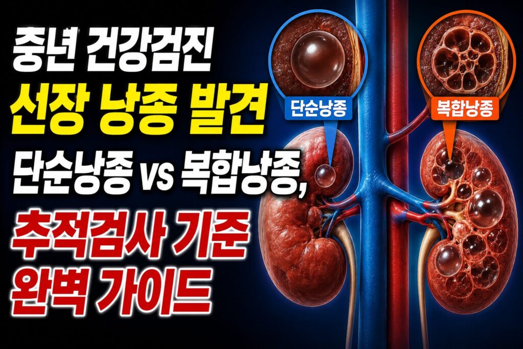 중년 건강검진 신장 낭종 발견 — 단순낭종 vs 복합낭종, 추적검사 기준 완벽 가이드