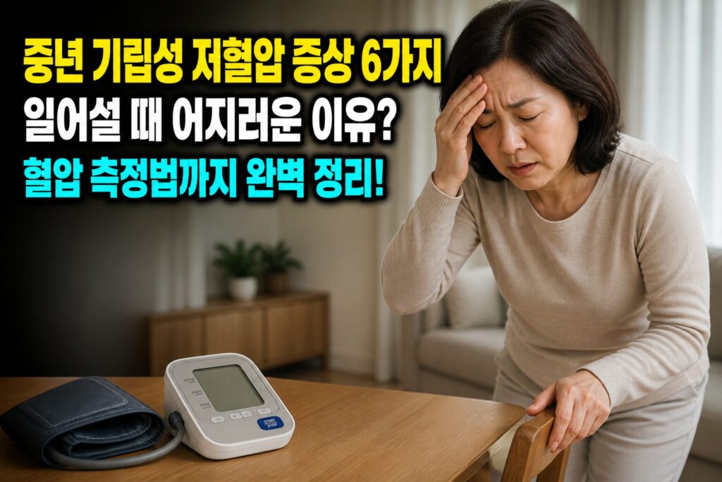 중년 기립성 저혈압 증상 6가지 — 일어설 때 어지러운 이유와 혈압 측정법
